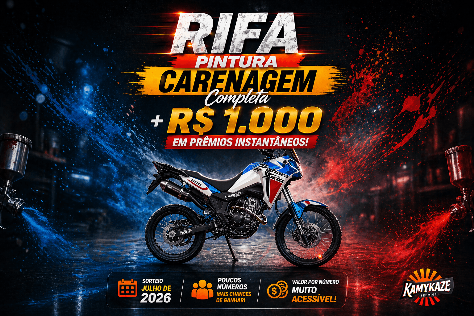 Pintura Carenagem Completa ou R$ 1K no PIX + R$ 1K em Prêmios Instantâneos